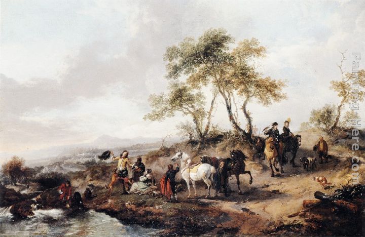 The Halt of the Hunting Party painting - Philips Wouwerman The Halt of the Hunting Party art painting